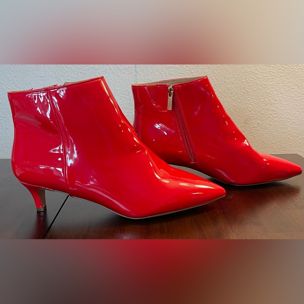 Red Kitten Heel Ankle Boots Sz 10.5W